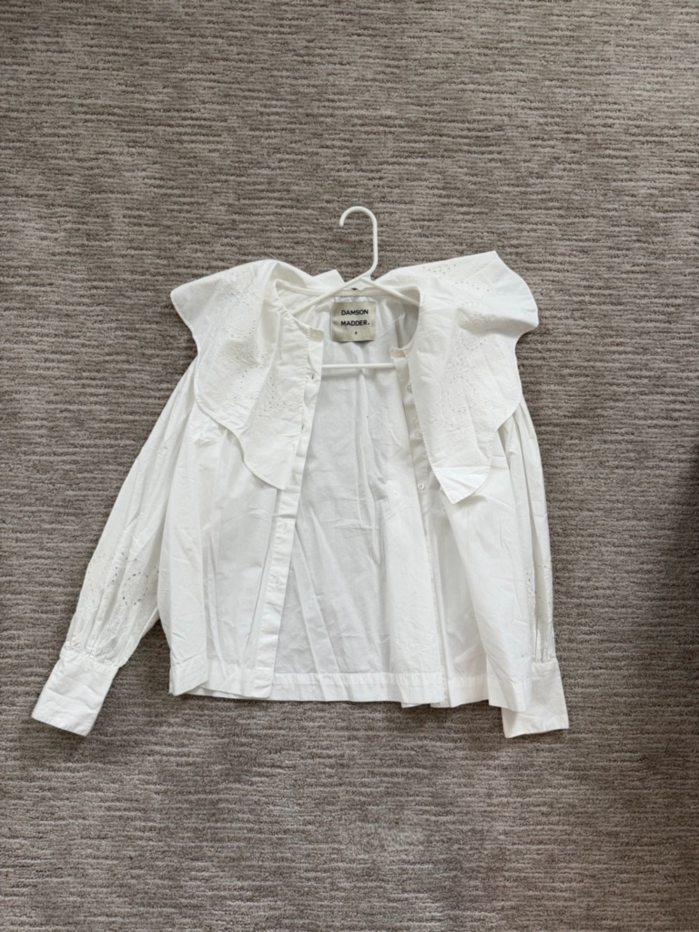 Damson Madder White Eyelet Collar Button-Down Blouse